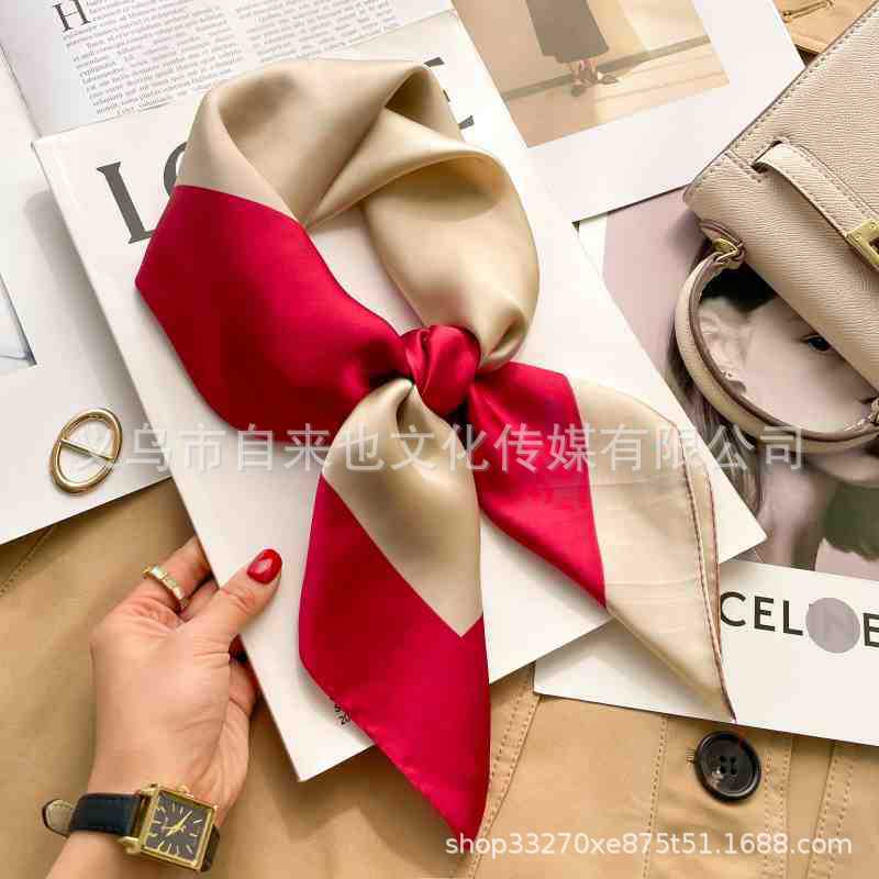 Versatile fashion floral 71 imitation silk square scarf scarf high-end polka dot neck silk scarf rhombus spring