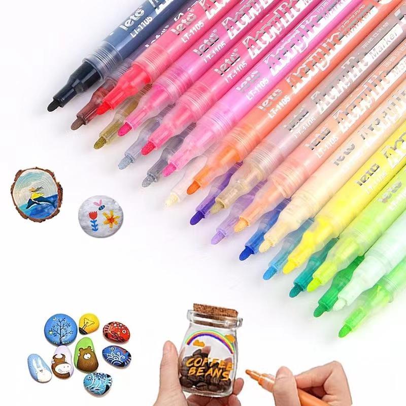 Набор маркеров для акриловой краски, ручки для перманентной краски со средним наконечником для наскальной живописи, дизайна кружек, письма на стекле, холста, фотоальбома, DIY