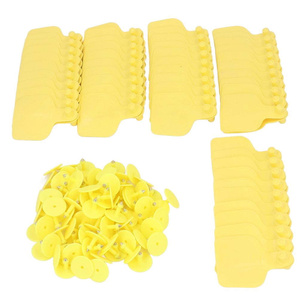 100 PCS Cattle Ear Tag Polyurethane Yellow Blank Livestock Identification Ear Tags for Cattle Cow