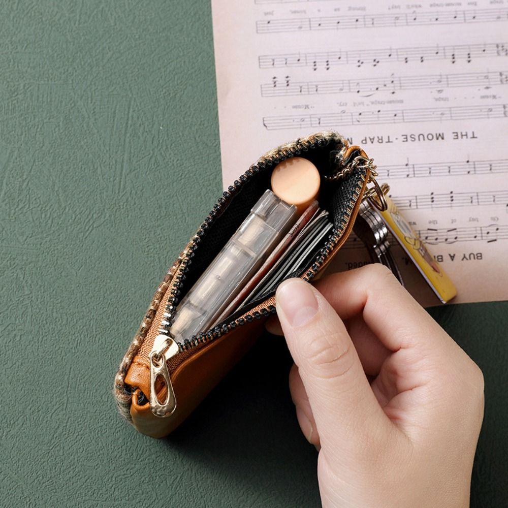 Printing Canvas Coin Purse Car Key Bag Short Style Wallet Fashion Houndstooth Zipper Purse Outdoor
