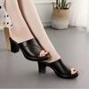 High Heel Slippers Women's Summer Fashion Versatile New Thick Heel Soft Leather Soft Bottom Non-slip Thick Bottom Fish Mouth Cool Slippers Women