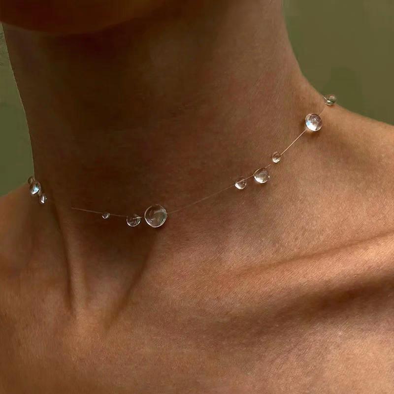 Ins Симуляция Капли Воды Прозрачная Роса Серия Ожерелий Ручной работы Клеевые Капли Модные Украшения Женские Нишевые Подарки Друзьям