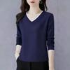 Pure Cotton Long-sleeved T-shirt Women's V-neck Bottoming Shirt Autumn New Style Loose Casual Top