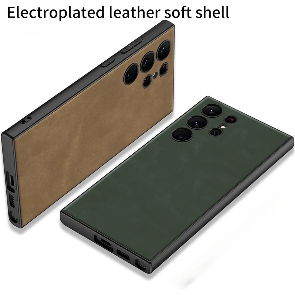 Кожаный Жесткий Чехол для Телефона для Samsung Galaxy S25 S24 Plus Ultra Противоударный Чехол