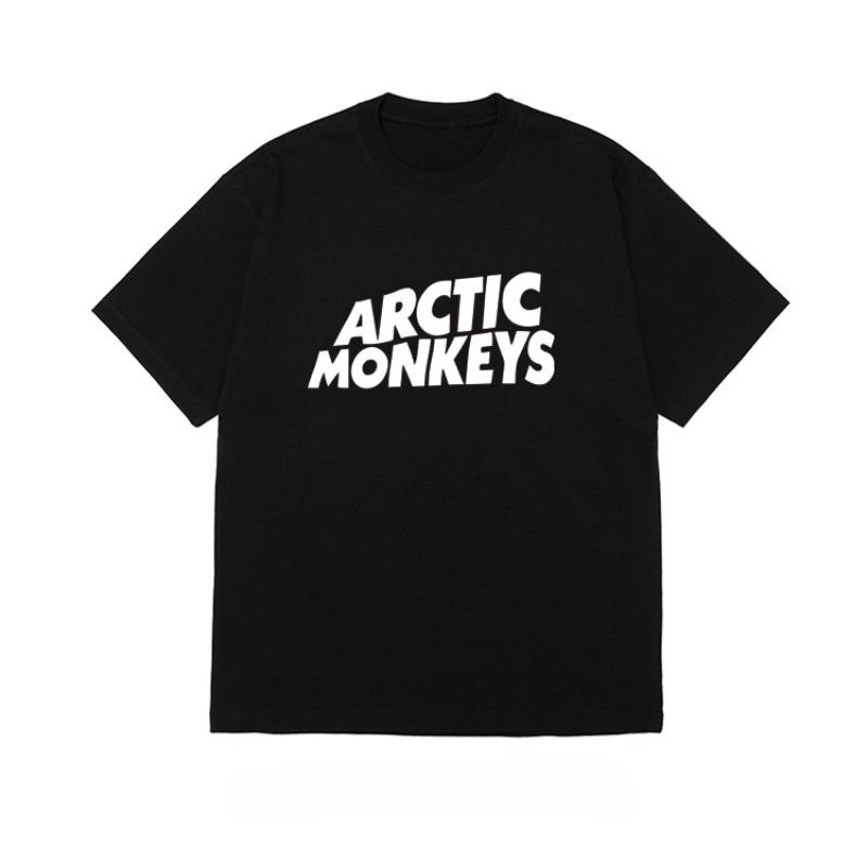 Лето 2025 Arctic Monkeys Хип-хоп Рок для мужчин и женщин Панк Темные буквы Свободная футболка с коротким рукавом