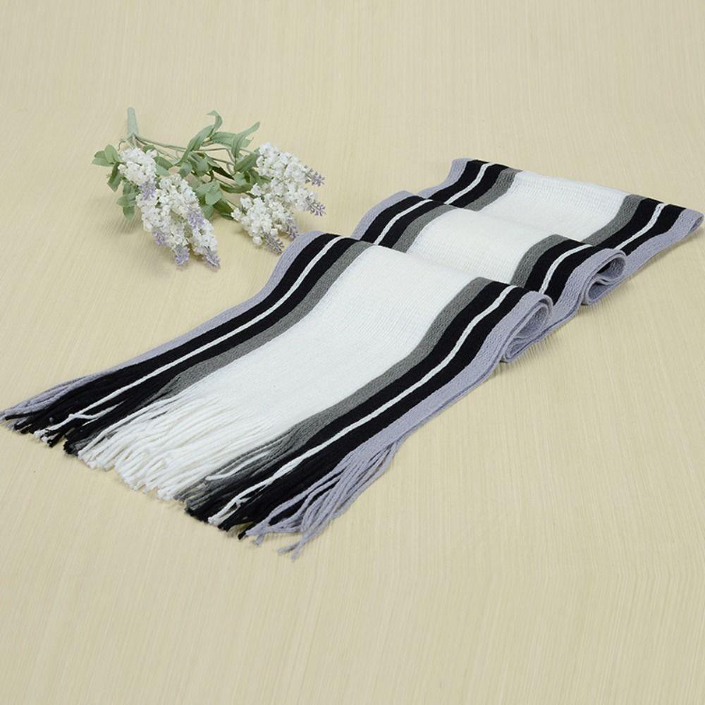 Neck Warm Men Striped Scarf Thick Neck Wrap Casual Winter Long Shawl