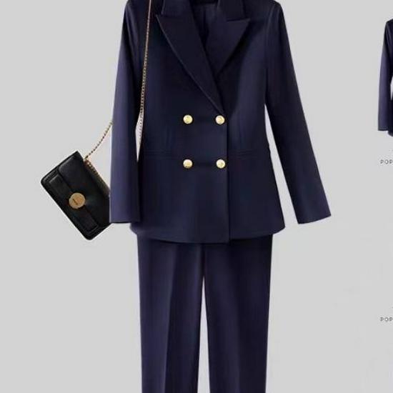 Стройнящий черный костюм-двойка для женщин: Профессиональная весенне-осенняя одежда