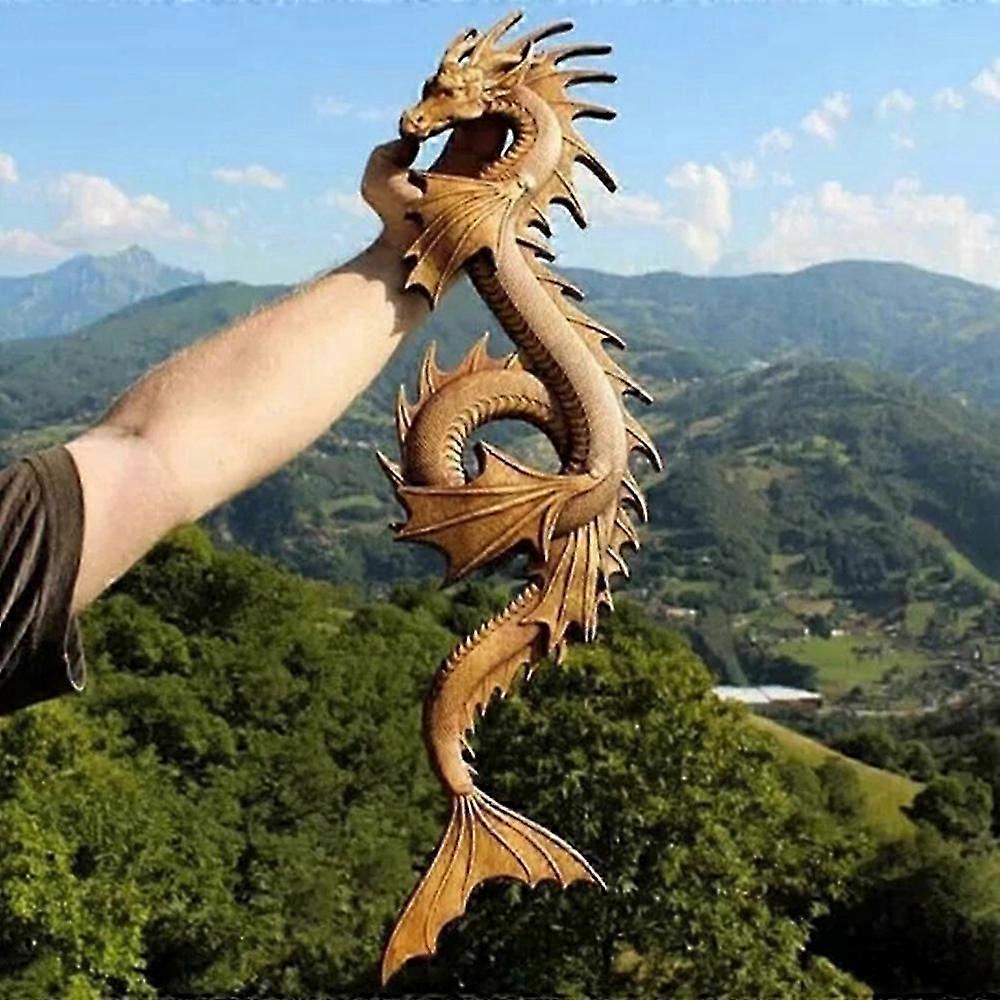Nordic Antique Water Dragon Fantasy Animal Home Yard Wall Pagan Resin Craft Wall Hanging(A)