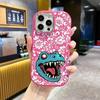 Phone case: 2D flat design suitable for iPhone 18 17 16 15 14 13 Pro protective case, couple style, blue dinosaur head, Christmas and Halloween gift