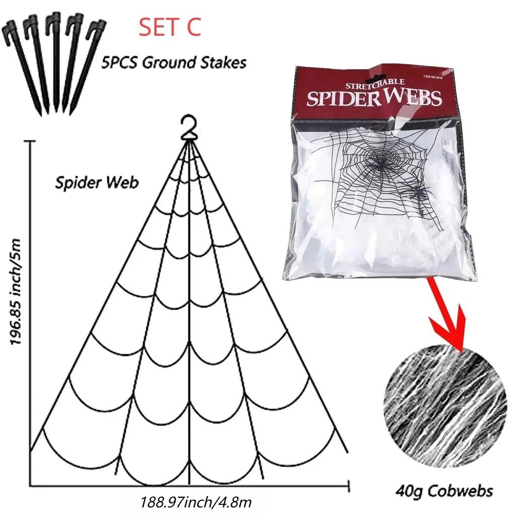 1 комплект Хэллоуин Паук Триангуляция Симуляция Очень большой Плюшевая Паутина Хэллоуин Внутреннее и Наружное Украшение Реквизит