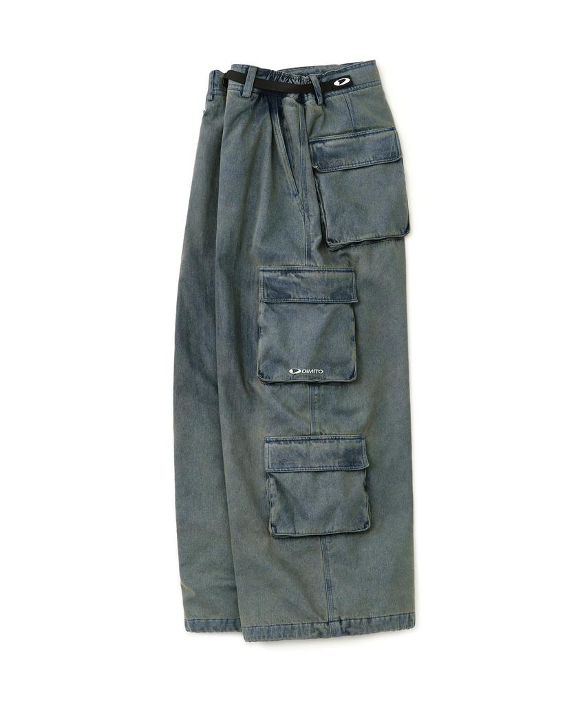 DIMITO Denim Multi Cargo Pants (Wide Fit Lv.2) Dw Light Blue