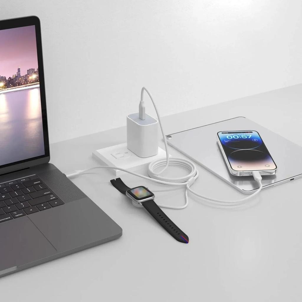 USB-A Магнитная беспроводная зарядная панель для часов 3 в 1 Кабель для зарядки Type-C для iWatch 10/9/8/7/6/5/4/3/2 SE/Ultra PD Быстрая зарядка