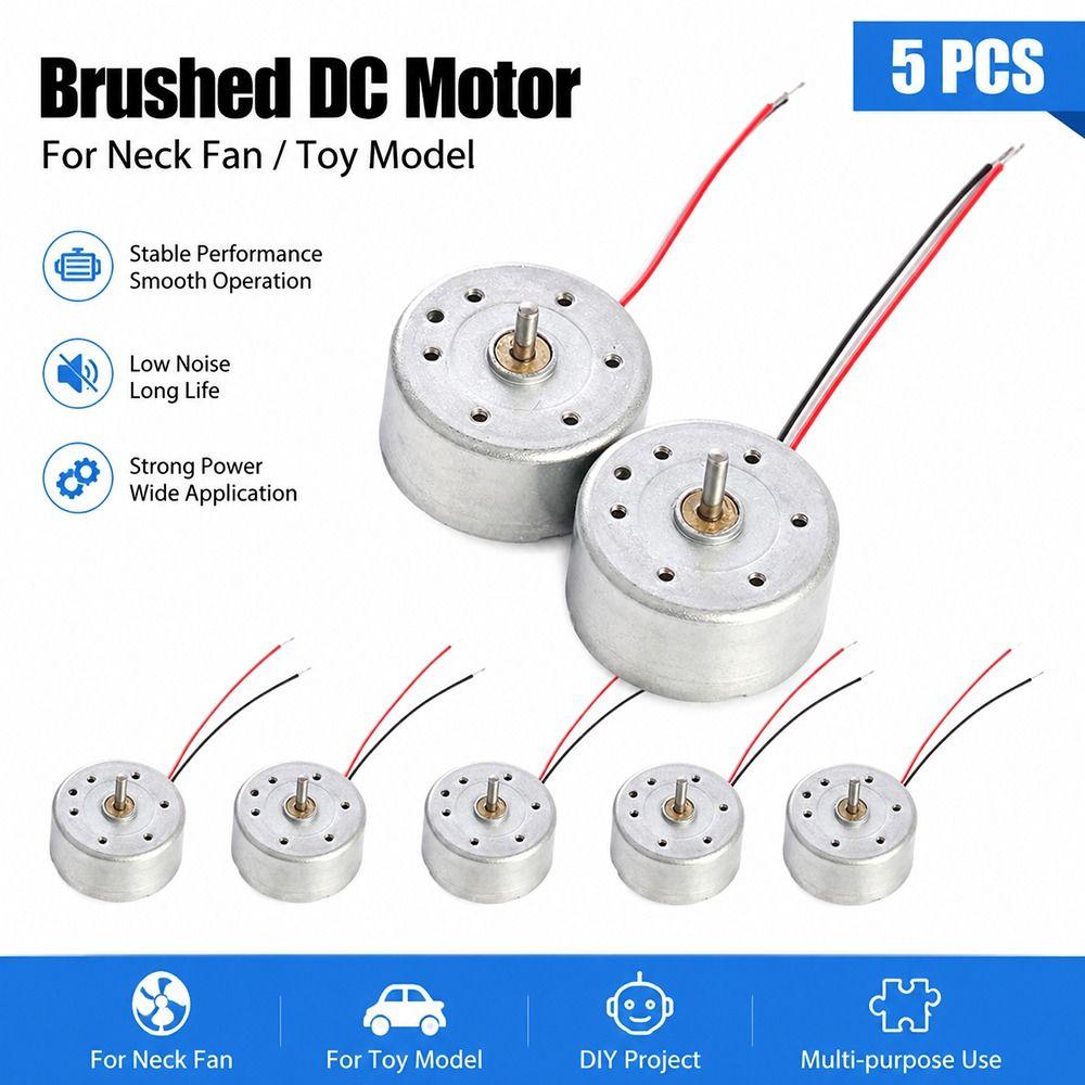 5Pcs DC 1.5V-6V RF-300 DC Motor 2Pin Brush Motor New Hanging Neck Fan Motor  for Hanging Neck Fan