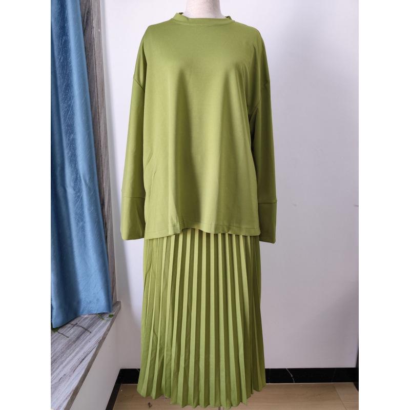 Женский повседневный комплект из винтажного топа и юбки до середины икры, Осень 2025