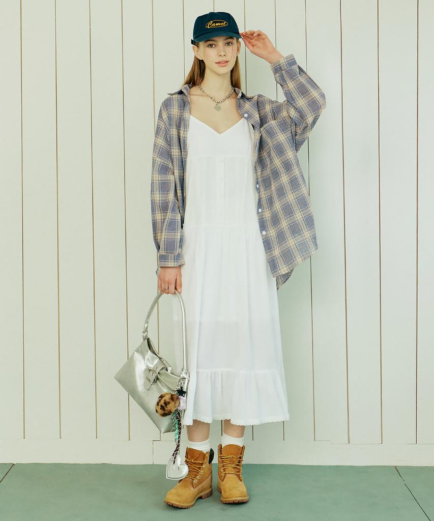 Vvv Lace Layered Strap Sleeveless Long Dress _ White
