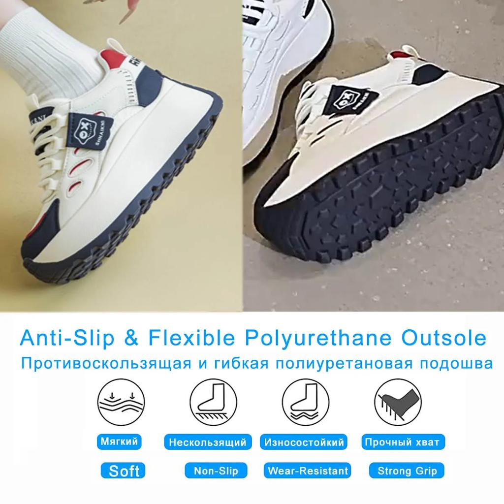 Кроссовки Fujin на танкетке 7,5 см из натуральной кожи для скейтбординга Pring Autumn из вулканизированной кожи на толстой подошве, ботинки-блоки