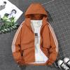 Men’s Autumn Hooded Top: Trendy Loose-Fit Three-Stripe Sports Jacket
