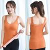 Women's Thermal Tank Top Lace Trim Sleeveless Camisole Shirts Fleece Lined V Neck Warm Base Layer Cami Underwear Tops with Built-in Bra