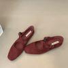 Fashion SUOJIALUN 2024 New Brand Women Flat Shoes Fashion Round Toe Ladies Elegant Red Mary Jane Shoes Soft Flat Heel Dress Ballerinas S