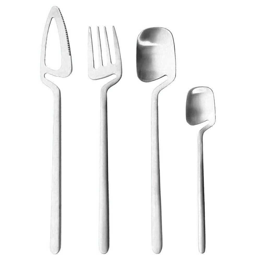 JANKNG Matte Black Dinnerware Sets Kitchen Decor Spoon Fork Knife Tableware Set Gold Cutlery Ice Cream Soup Coffee Use