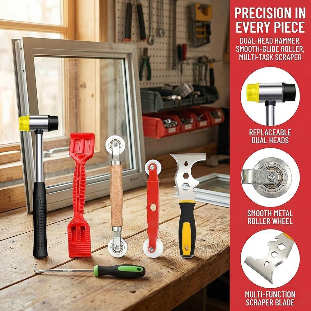 Ergonomic Handle Window Screen Repair Kit 6-in-1 Spline Installer Professional Screen Spline Tool