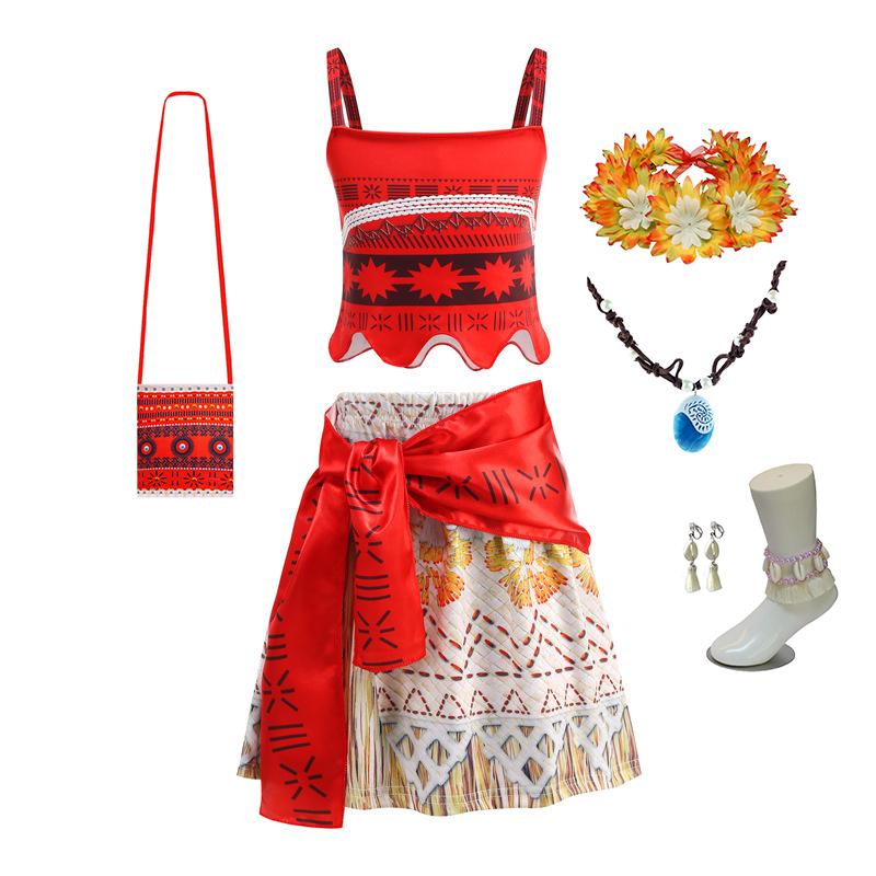 Newest Movie Princess Moana 2 Dress Girls Cosplay Vaiana Carnival Party Ocean Adventure Costume Kids Fancy Clothes Outfit
