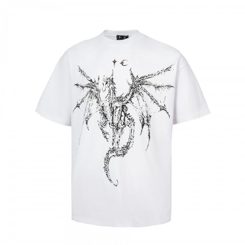 Mens Streetwear Graphic Print Cotton Tee Loose Fit Short Sleeve Casual T-Shirt Youth