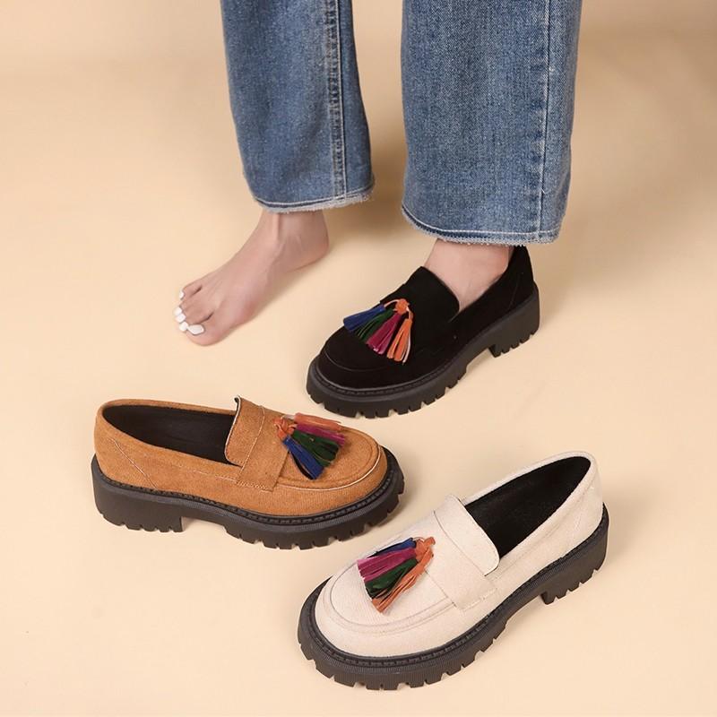 Женская обувь Новые женские туфли в британском стиле на толстой подошве Офисные женские легкие повседневные дизайнерские туфли Лоферы