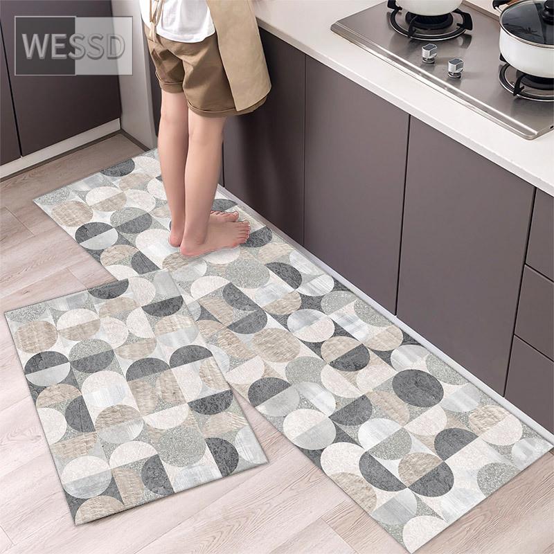 Ковер с геометрическим принтом для кухонного пола 40x60 см 40x120 см, 2 шт., простой прикроватный коврик для спальни, ванной, коврик для дорожки, коврик для дома