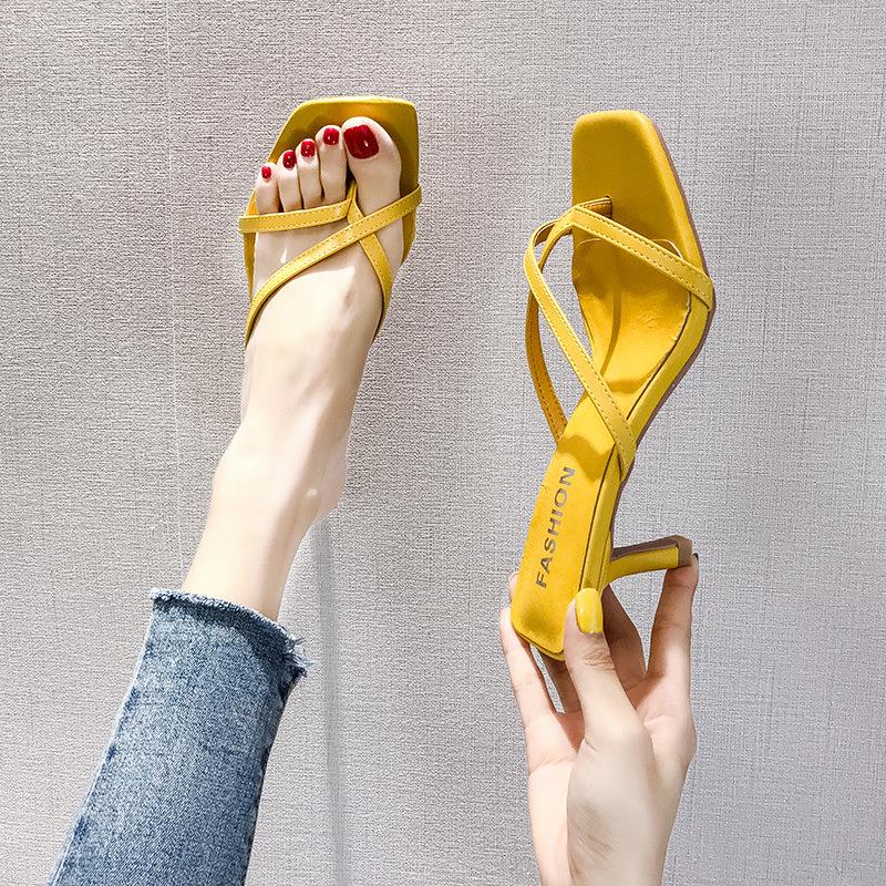 Летние женские тапочки, шлепанцы на низком каблуке, женские сандалии на квадратном каблуке с открытым носком, отпускные шлепанцы