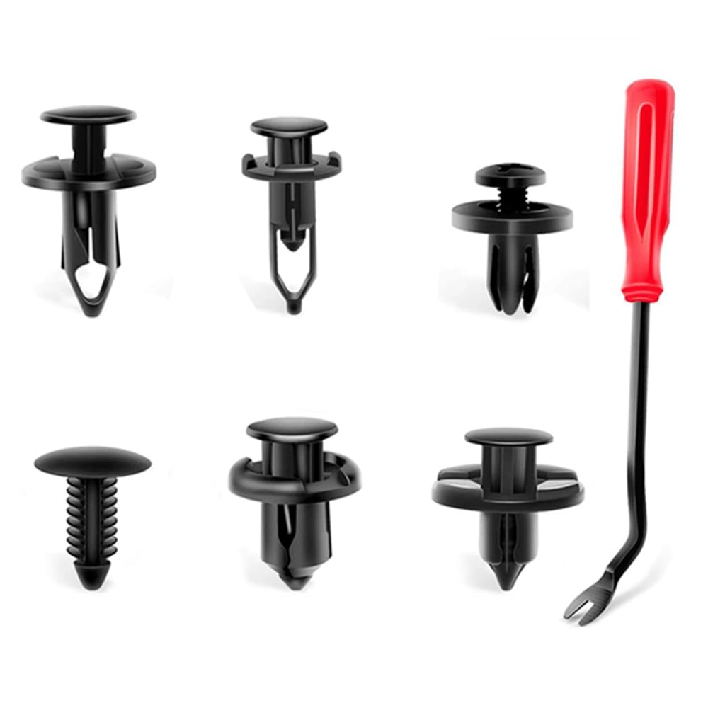 LYMOPYLB 200PCS 6 Different Car Rivet Clips Nylon Bumper Fastener Fender Fastener Push In Trim Clips Plastic Black