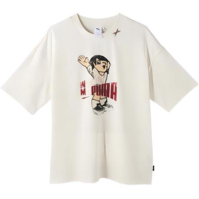 Puma Футболка унисекс с коротким рукавом и круглым вырезом, с принтом аниме и логотипом будущего, белая 631152-65
