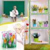 5/10M/Roll Tulip Flower DIY School Blackboard Classroom Floral Bulletin Border Mother's Day Coated Paper Bulletin
