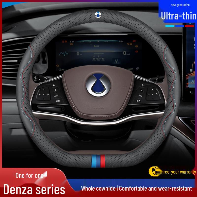 Premium Genuine Leather Steering Wheel Cover for Denza D9dmi, Z9GT, N7, N8L, and Intelligent Driving Versions