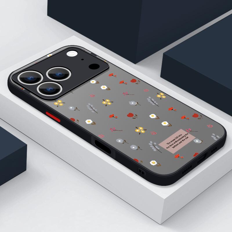 Shockproof Soft Edge Hard PC Matte Phone Cover For iPhone 17 Air 16e 16 15 14 Pro Max 13 16 17 Pro 17 Flowers Print Case