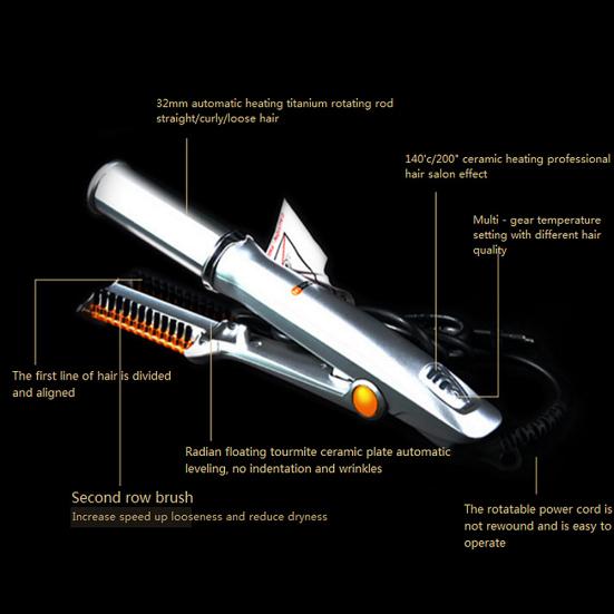 Профессиональные электрические вращающиеся бигуди двойного назначения, выпрямитель для завивки волос, шина для завивки волос