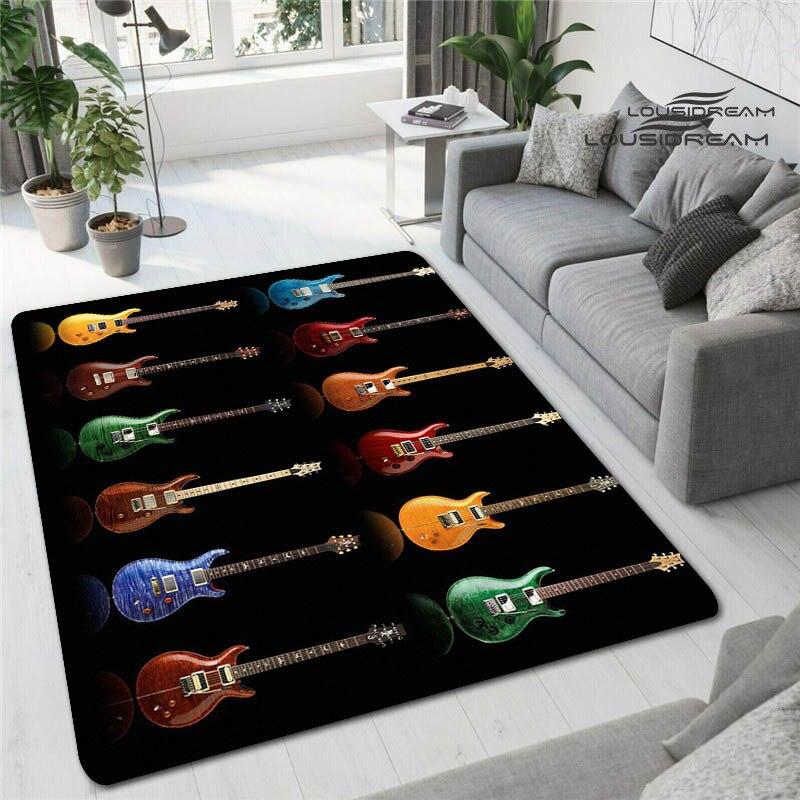 Красочные гитарные 3D печатные ковры для гостиной, нескользящие коврики, прикроватная тумбочка для спальни, современное украшение для дома, моющиеся напольные коврики