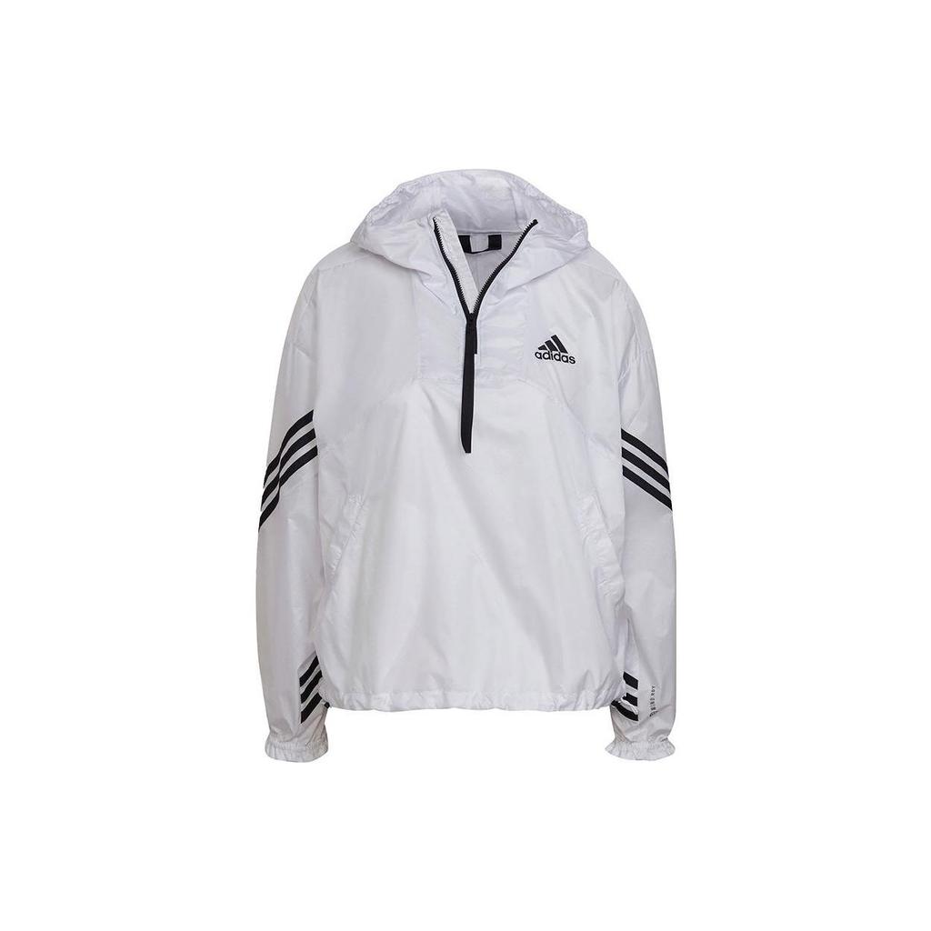 Adidas Тканая повседневная спортивная куртка с капюшоном на молнии для женщин, белые куртки H65727
