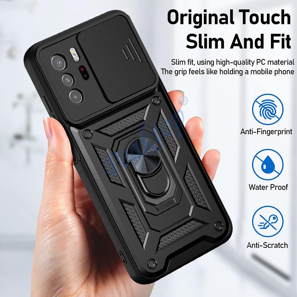 Slide Camera Protector Shockproof Armor Ring Case For Xiaomi Redmi Note 11 Pro Plus POCO M4 10 10S 10T 11T X3 X4 M3 GT NFC