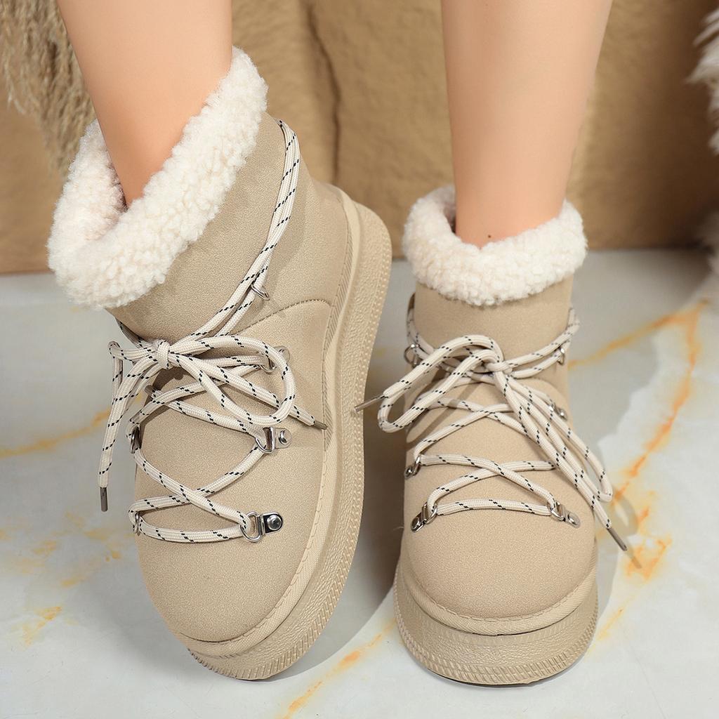 Winter New Snow Boots Plus-size Flat Short Cotton Shoes Women's Plush Thickened To Warm The Snow