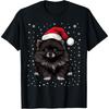 Black Pomeranian Dog Christmas Santa Hat Xmas Pajama T-Shirt