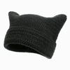 Y2K Knitted Cute Cat Ears Beanie Hats for Women Winter Warm Striped Korean Punk Gothic Streetwear Handmade Crochet Bucket Cap