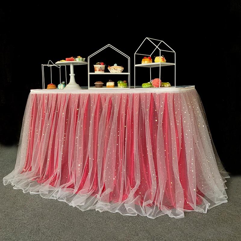 Юбка для стола «Туту», тюль Wonderland, золотисто-коричневый, свадьба, день рождения, детский душ, домашний банкет, вечеринка, украшение