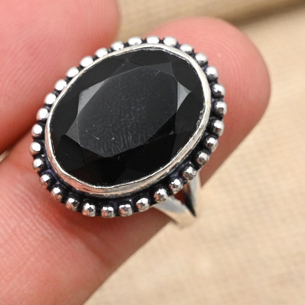 Ювелирное кольцо ручной работы из стерлингового серебра 925 пробы с черной шпинелью, подарок для женщин