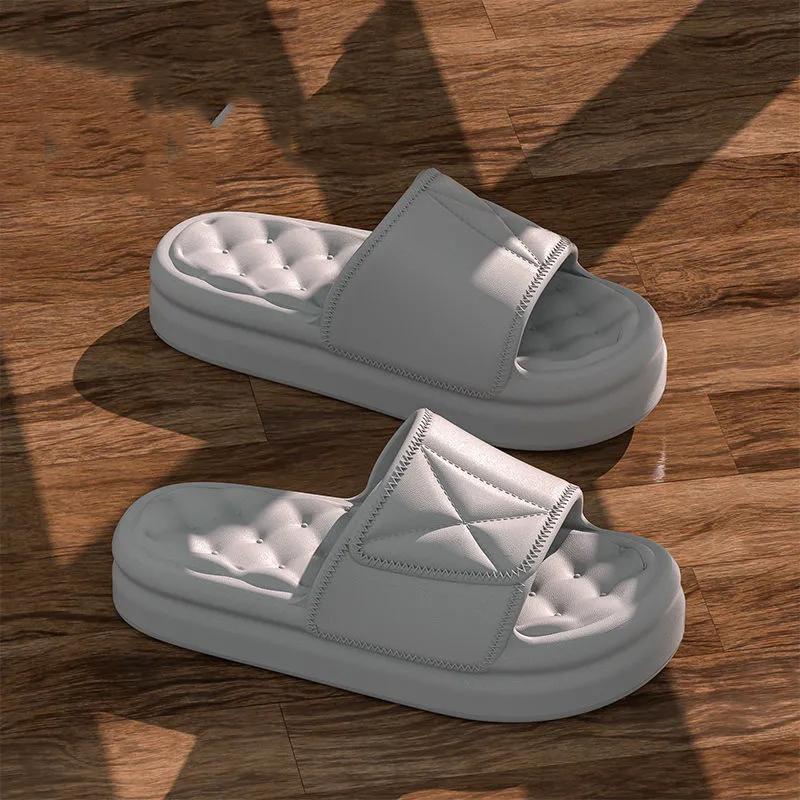 Женские тапочки из ЭВА с круглым носком и открытым носком, лето 2023, нескользящая удобная пляжная обувь, модельерская домашняя обувь на платформе для ванной комнаты