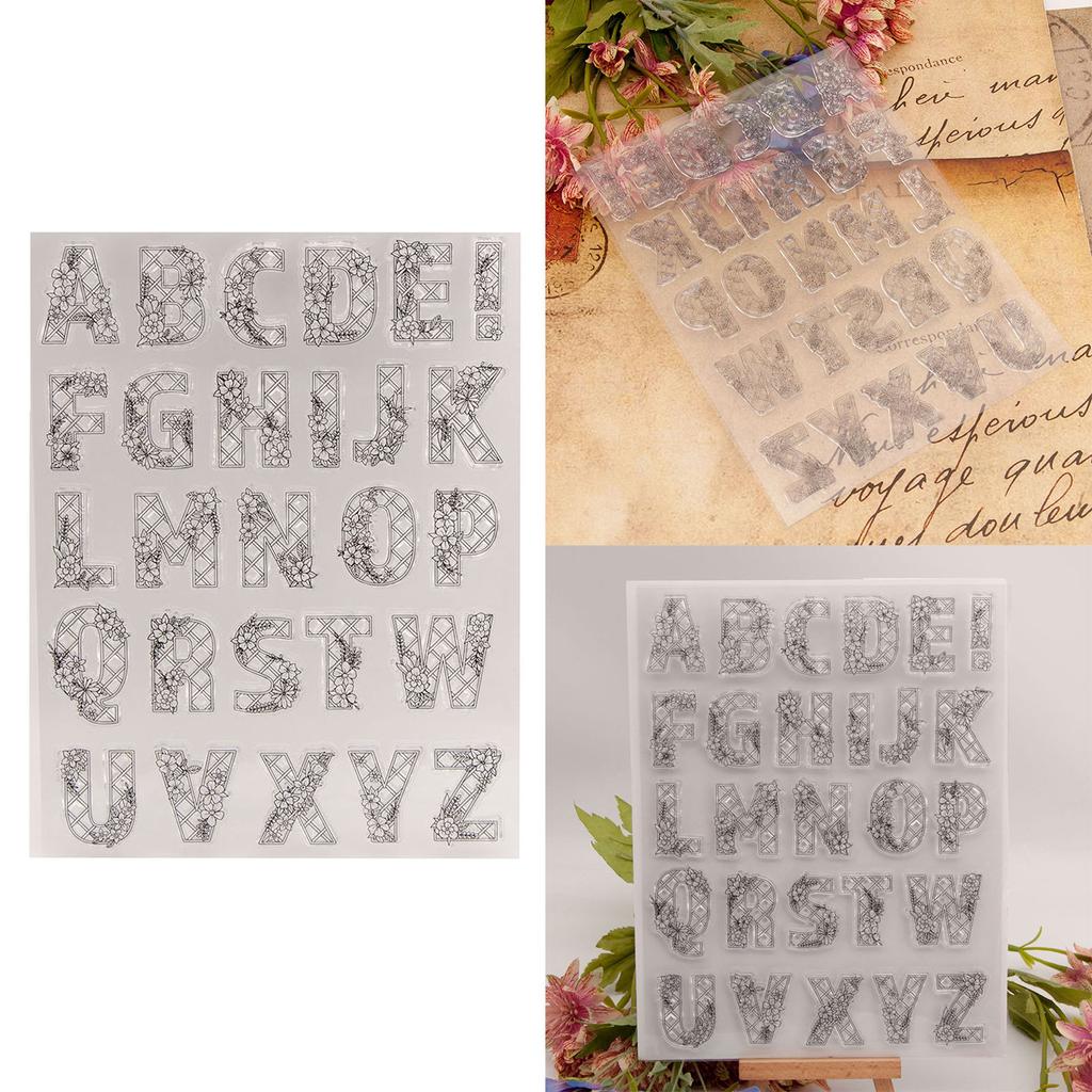 Силиконовые прозрачные штампы с цветочными буквами для изготовления открыток, скрапбукинга, тиснения, самодельного альбома, резиновой печати, штампов, украшений