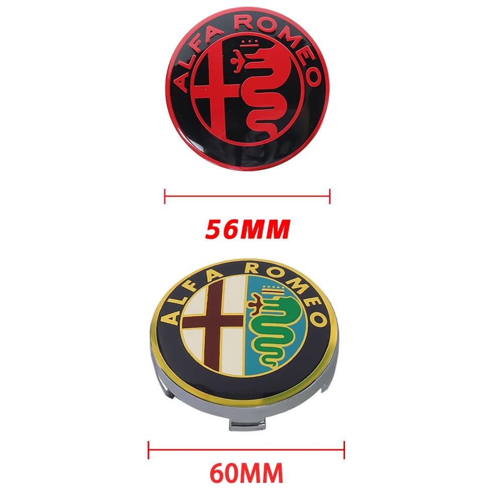 trbdm9 4Pcs 56/60MM Car Wheel Center Hub Caps Badge Tire Rim Covers For Alfa Romeo Giulietta 147 Giulia Spider GT MiTo Stelvio 159 TZ3