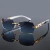 Trendy Rimless Sunglasses for Men Women Fashion Frameless Rectangle Sun Glasses Retro Shades Summer Traveling Eyewear UV400