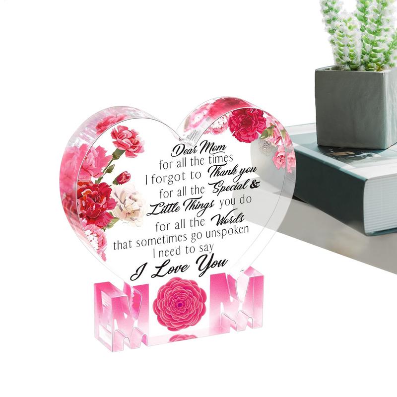 Украшения ко Дню матери Акриловая табличка в форме сердца Элегантные настольные украшения ко Дню матери для жены, мамы, бабушки, женщин