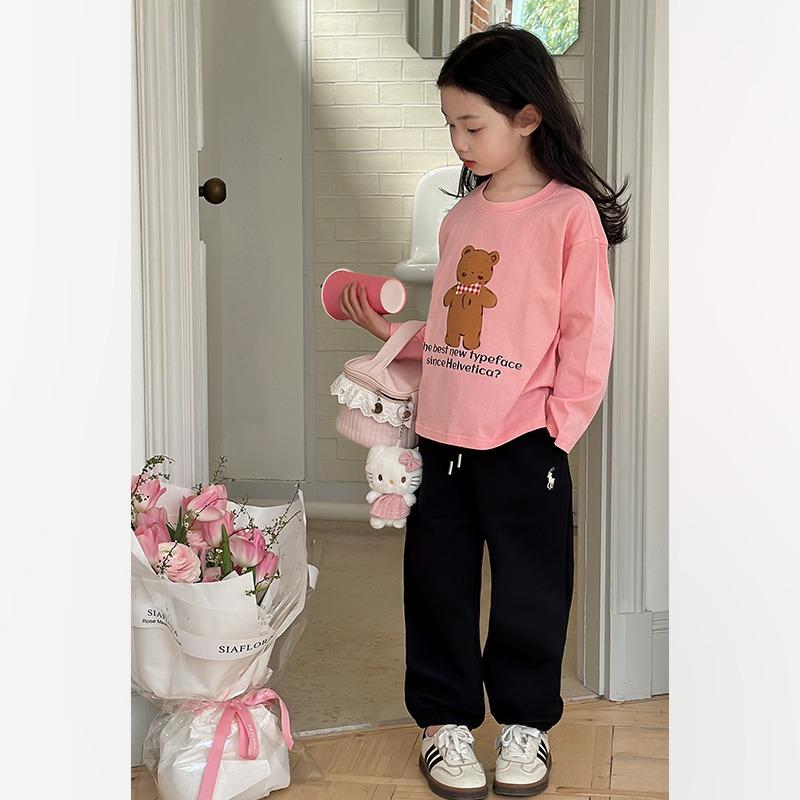 Детская модная футболка с длинными рукавами весна-лето для девочек с рисунком из мультфильма повседневная базовая рубашка топ